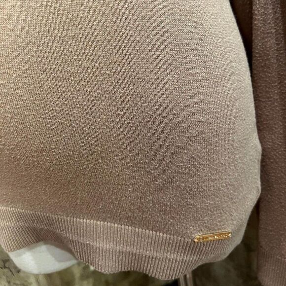 Michael Kors Tan Long Sleeve V Neck Tunic Sweater Size Small - Picture 2 of 4